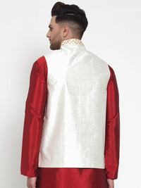 Thumbnail for Jompers Men's Beautiful Cream Embroidered Nehru Jacket