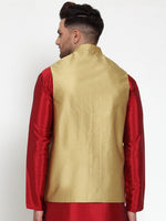 Thumbnail for Jompers Men's Gold Woven Jacquard Nehru Jacket