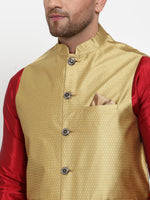 Thumbnail for Jompers Men's Gold Woven Jacquard Nehru Jacket