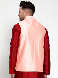 Thumbnail for Jompers Men's Pink Embroidered Nehru Jacket