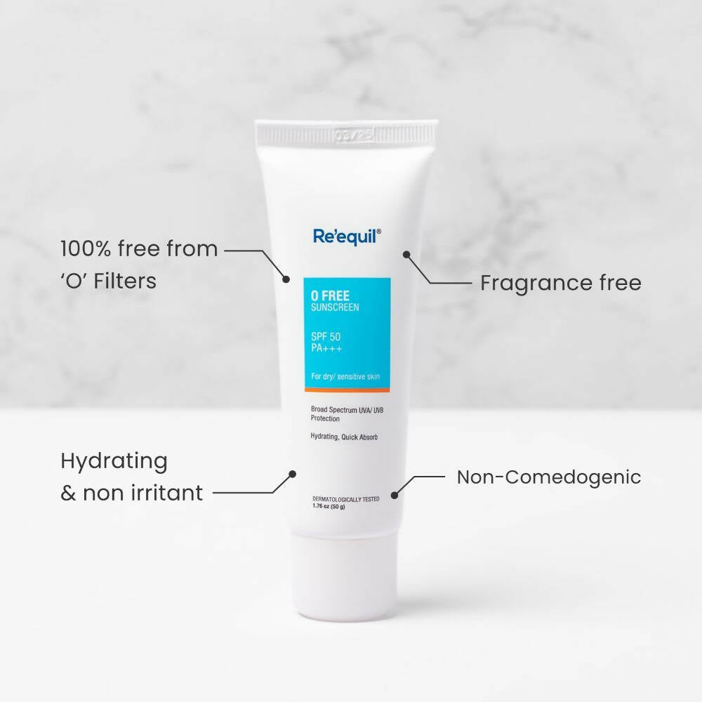 Re'equil O Free Sunscreen SPF 50 PA+++ For Dry & Sensitive Skin - Distacart