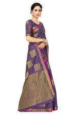 Thumbnail for Mimosa Women's Kanchipuram Tussar Silk Purple Saree - Distacart