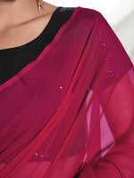 Thumbnail for Pink Organza Solid Saree With Unstitched Blouse Piece - Shanaya - Distacart