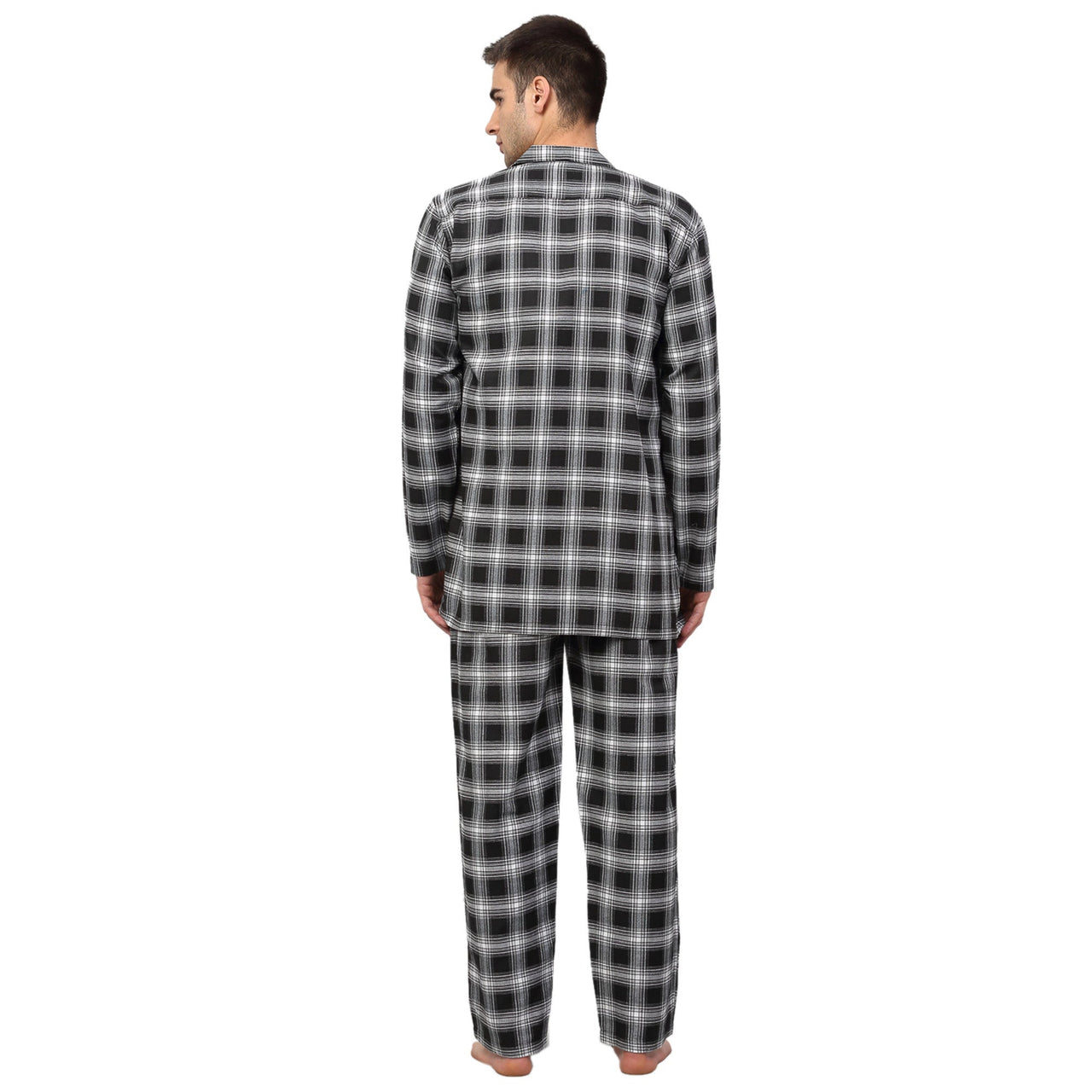Jainish Men Black & White Checked Night suit ( GNS 001Blackxxx ) - Distacart