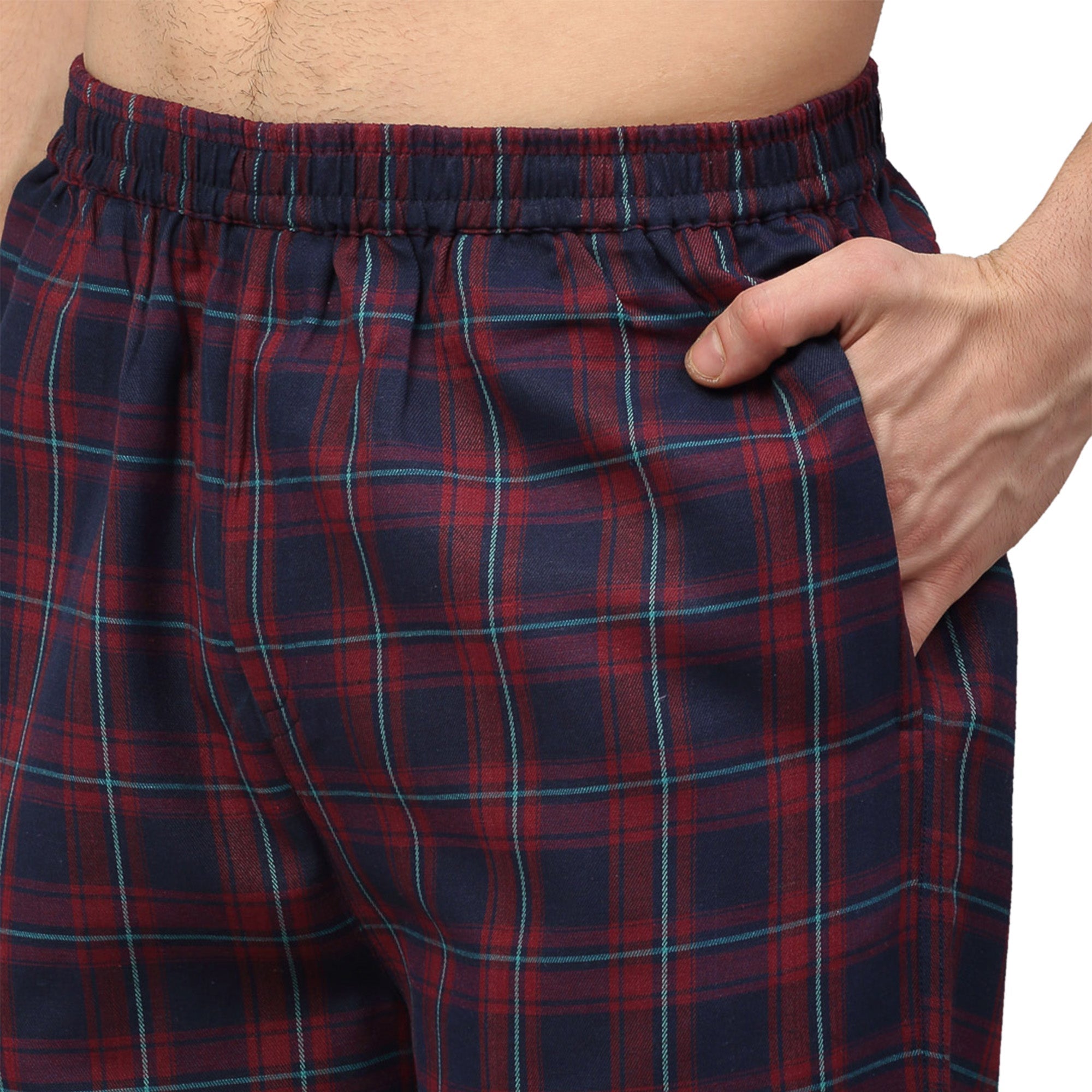 Jainish Men's Blue Checked Night Suits ( GNS 001Blue-Red ) - Distacart
