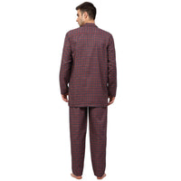 Thumbnail for Jainish Men's Maroon Checked Night Suits ( GNS 001Maroon ) - Distacart