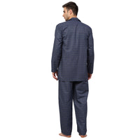 Thumbnail for Jainish Men's Navy Blue Checked Night Suits ( GNS 001Navy-Grey ) - Distacart