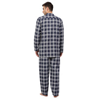 Thumbnail for Jainish Men's Navy Blue Checked Night Suits ( GNS 001Navy-White ) - Distacart