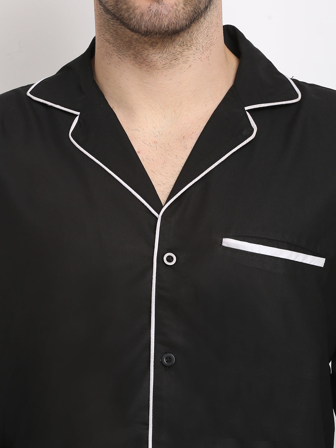 Jainish Men's Black Cotton Solid Night Suits ( GNS 003Black ) - Distacart