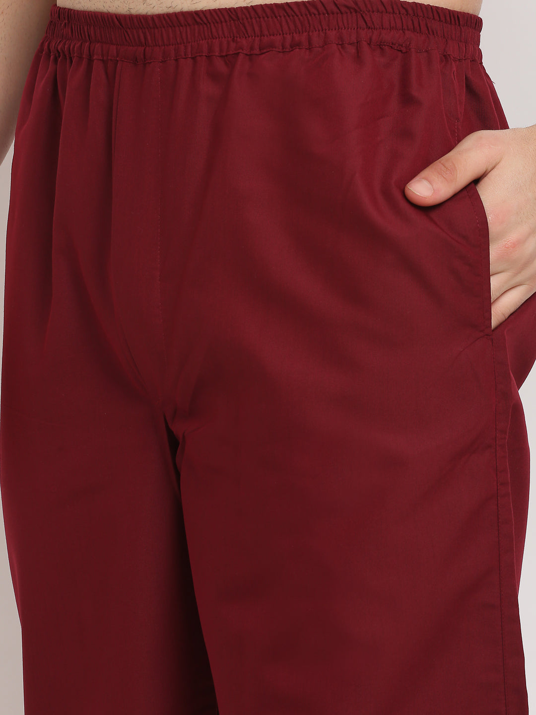 Jainish Men's Maroon Cotton Solid Night Suits ( GNS 003Maroon ) - Distacart