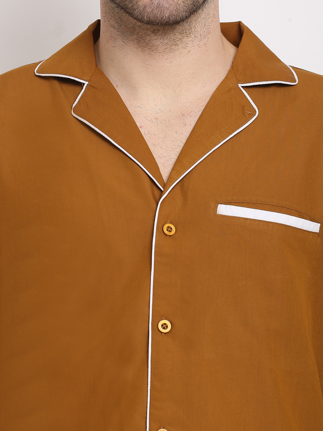 Jainish Men's Mustard Cotton Solid Night Suits ( GNS 003Mustard ) - Distacart