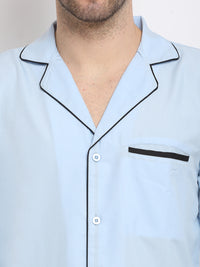Thumbnail for Jainish Men's Sky Cotton Solid Night Suits ( GNS 003Sky ) - Distacart