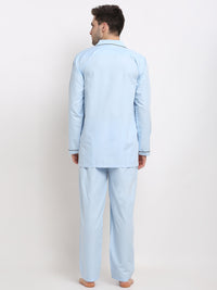 Thumbnail for Jainish Men's Sky Cotton Solid Night Suits ( GNS 003Sky ) - Distacart