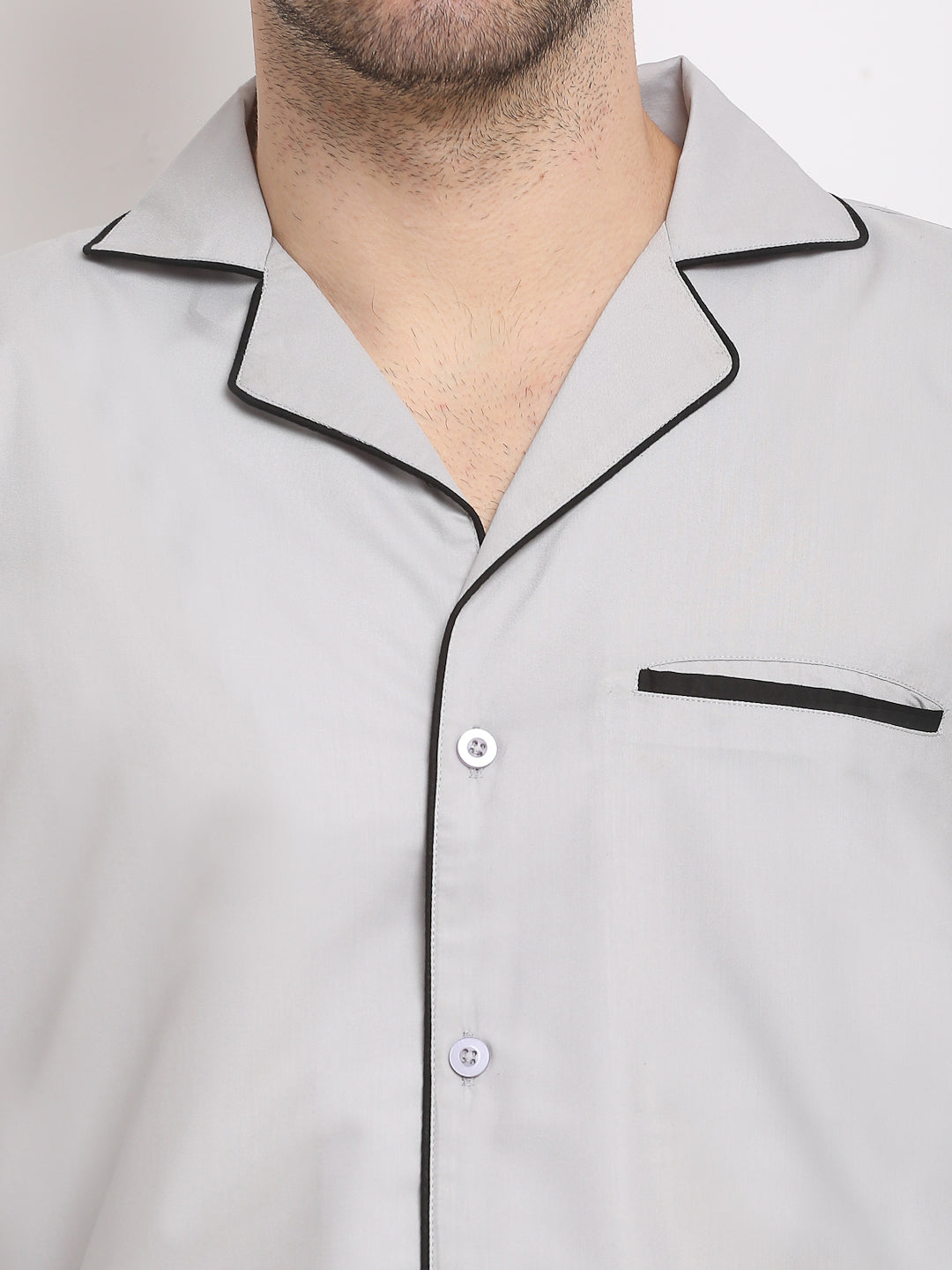 Jainish Men's Steel-Grey Cotton Solid Night Suits ( GNS 003Steel-Grey ) - Distacart