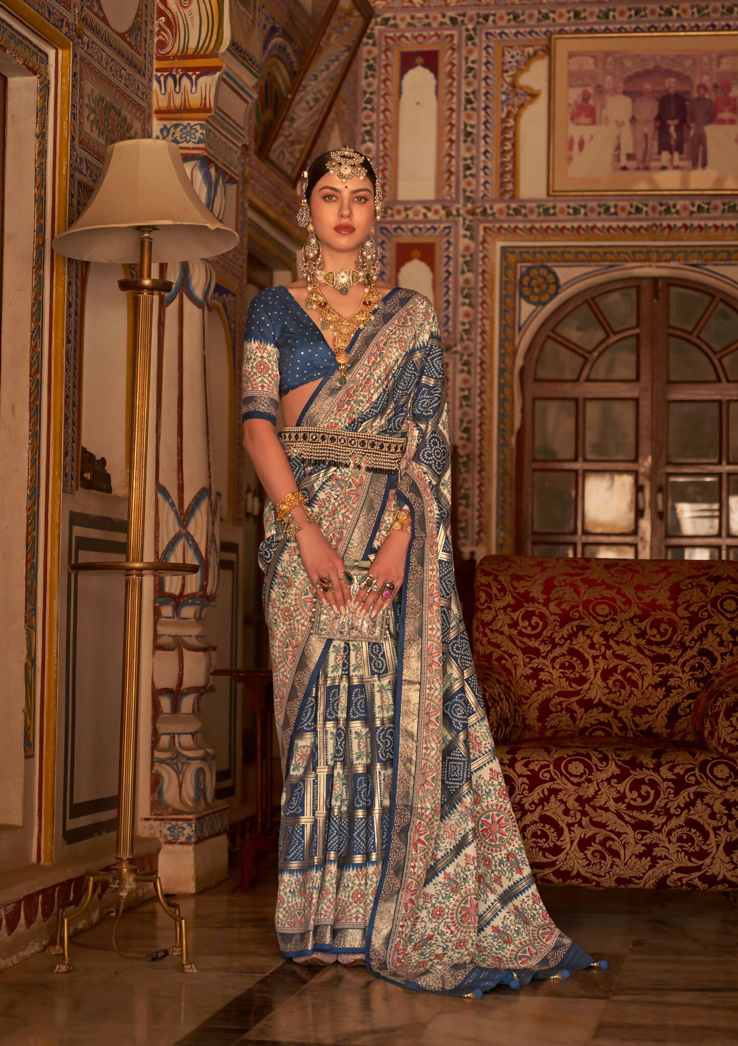 Navy Blue P V Silk Digital Print, Zari Work Printed Saree - Rewaa Parampara - Distacart