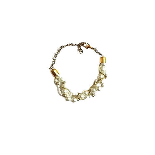 Tiaraa White Alloy Pearl Braided Bracelet For Women - Distacart