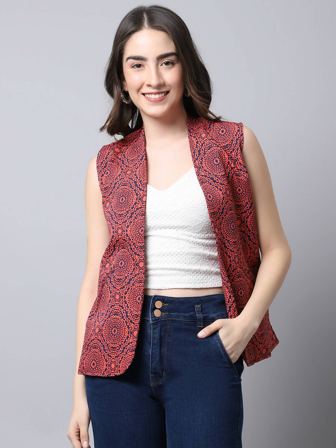 Even Apparels Navy 100% Viscose Rayon Open Front Gillet - Distacart