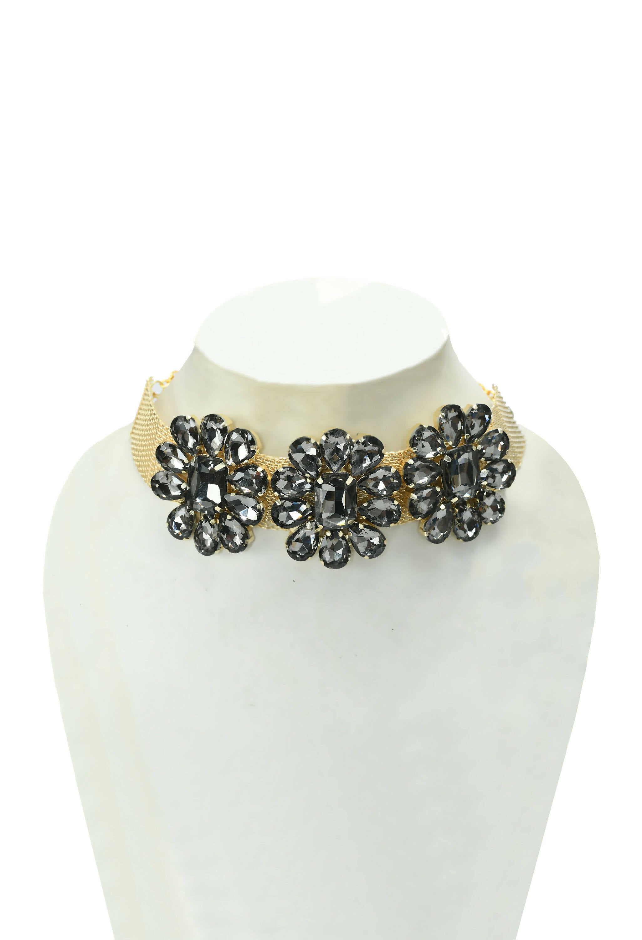 Mominos Fashion Joharkamal Gold-Plated Brass Finish Stone Choker For Women & Girls (Grey) - Distacart
