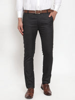 Thumbnail for Jainish Men's Black Checked Formal Trousers ( GP 254Black ) - Distacart