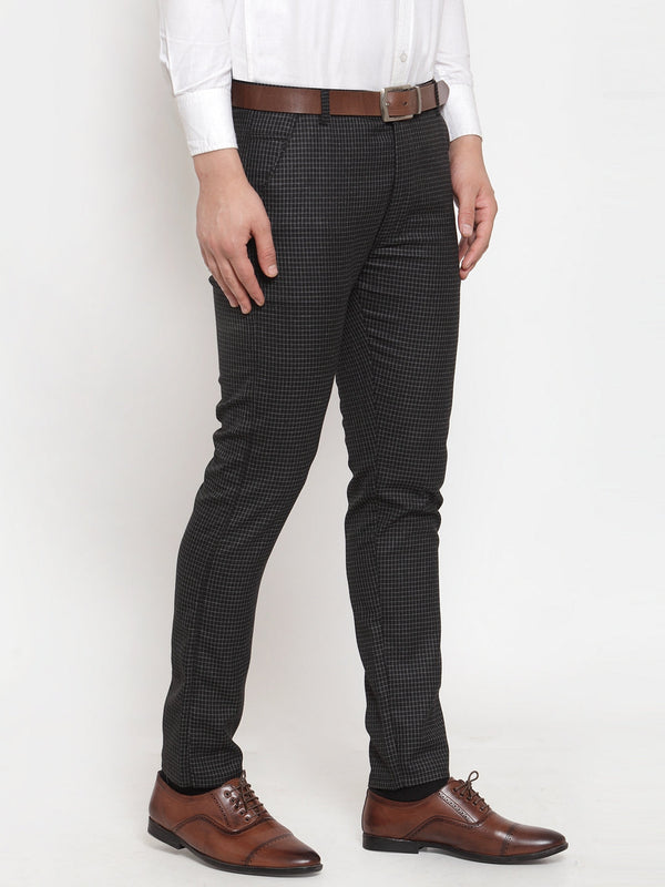 Jainish Men's Black Checked Formal Trousers ( GP 254Black ) - Distacart