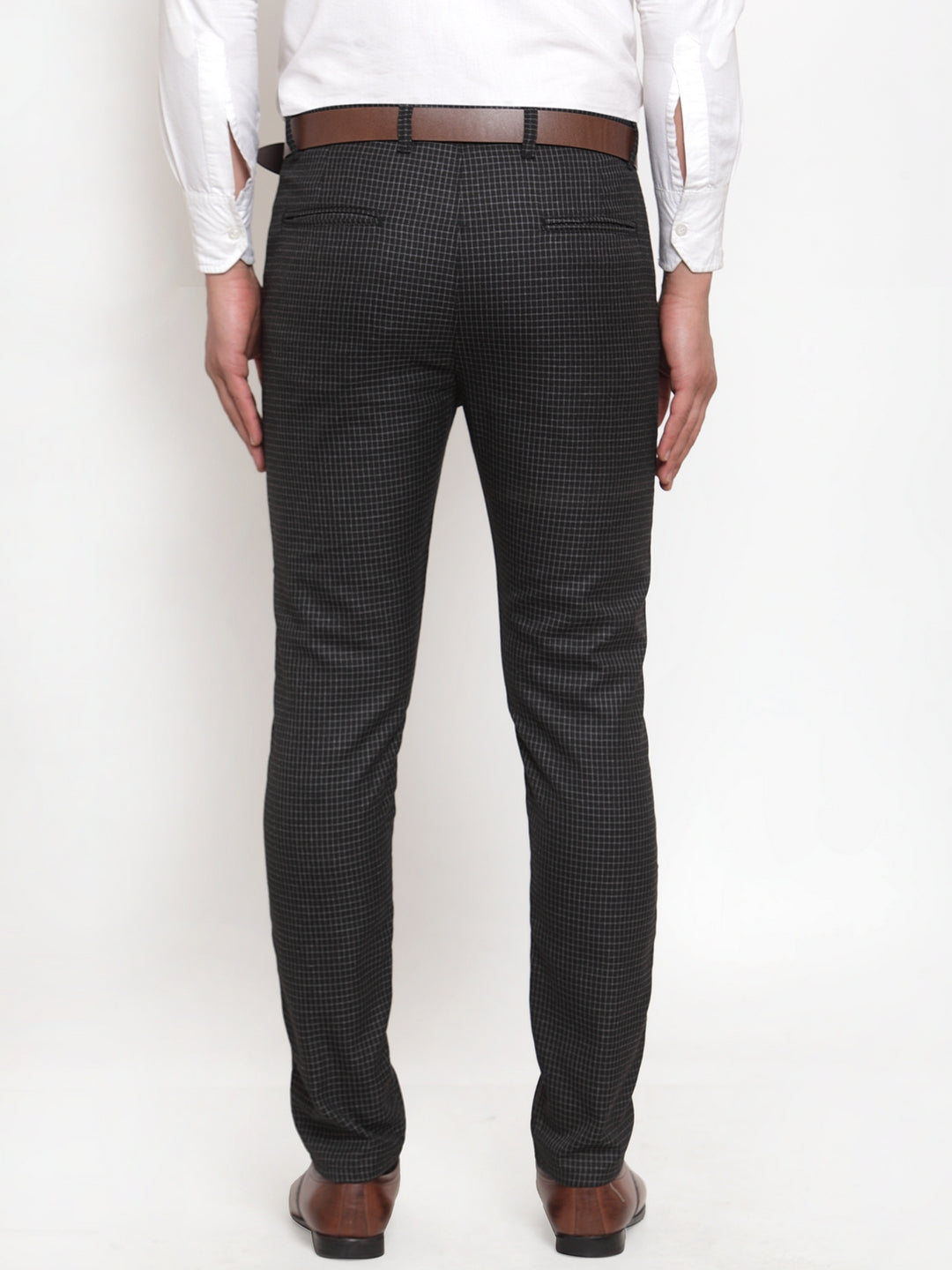 Jainish Men's Black Checked Formal Trousers ( GP 254Black ) - Distacart