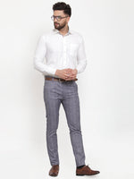 Thumbnail for Jainish Men's Blue Checked Formal Trousers ( GP 254Blue ) - Distacart
