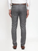 Thumbnail for Jainish Men's Grey Checked Formal Trousers ( GP 254Grey ) - Distacart