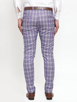 Thumbnail for Jainish Men's Blue Checked Formal Trousers ( GP 254Light-Blue ) - Distacart