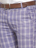 Thumbnail for Jainish Men's Blue Checked Formal Trousers ( GP 254Light-Blue ) - Distacart