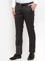 Thumbnail for Jainish Men's Black Cotton Striped Formal Trousers ( FGP 255Black ) - Distacart