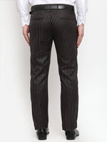 Thumbnail for Jainish Men's Black Cotton Striped Formal Trousers ( FGP 255Black ) - Distacart