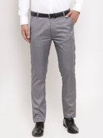 Thumbnail for Jainish Men's Grey Cotton Striped Formal Trousers ( FGP 255Grey ) - Distacart