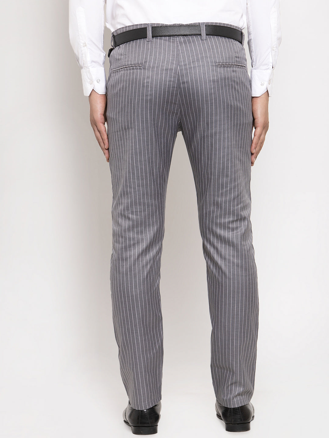 Jainish Men's Grey Cotton Striped Formal Trousers ( FGP 255Grey ) - Distacart