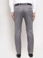 Thumbnail for Jainish Men's Grey Cotton Striped Formal Trousers ( FGP 255Grey ) - Distacart