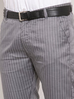 Thumbnail for Jainish Men's Grey Cotton Striped Formal Trousers ( FGP 255Grey ) - Distacart