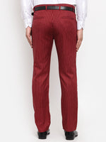 Thumbnail for Jainish Men's Red Cotton Striped Formal Trousers ( FGP 255Maroon ) - Distacart