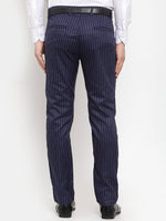 Thumbnail for Jainish Men's Blue Cotton Striped Formal Trousers ( FGP 255Navy-Blue ) - Distacart