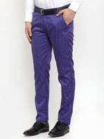 Thumbnail for Jainish Men's Blue Cotton Striped Formal Trousers ( FGP 255Royal-Blue ) - Distacart