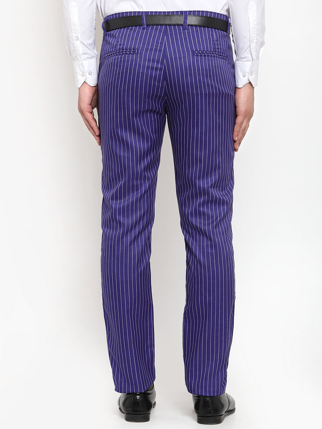 Jainish Men's Blue Cotton Striped Formal Trousers ( FGP 255Royal-Blue ) - Distacart