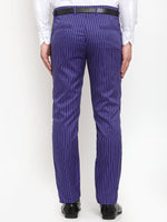 Thumbnail for Jainish Men's Blue Cotton Striped Formal Trousers ( FGP 255Royal-Blue ) - Distacart