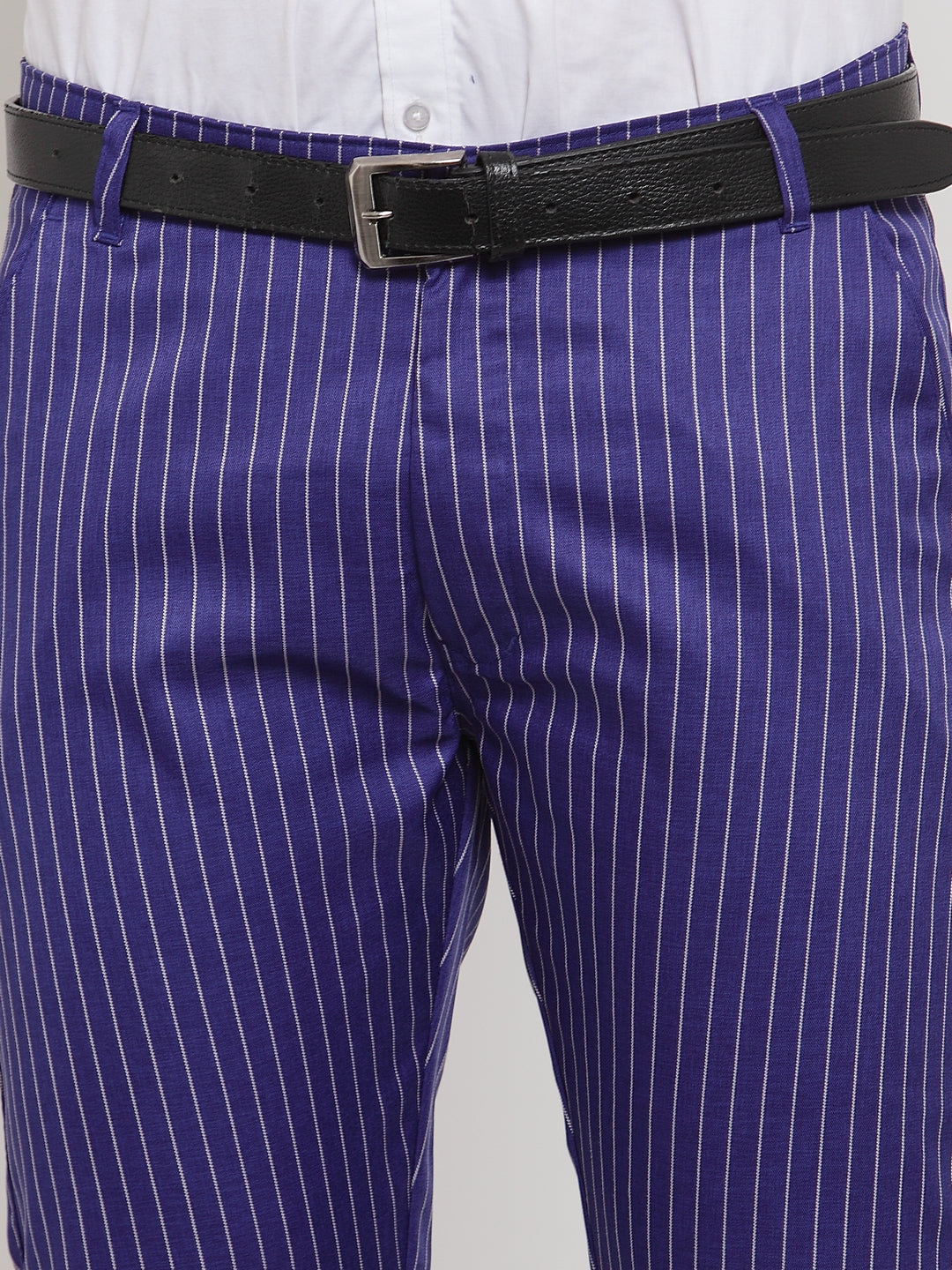 Jainish Men's Blue Cotton Striped Formal Trousers ( FGP 255Royal-Blue ) - Distacart