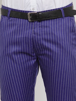 Thumbnail for Jainish Men's Blue Cotton Striped Formal Trousers ( FGP 255Royal-Blue ) - Distacart