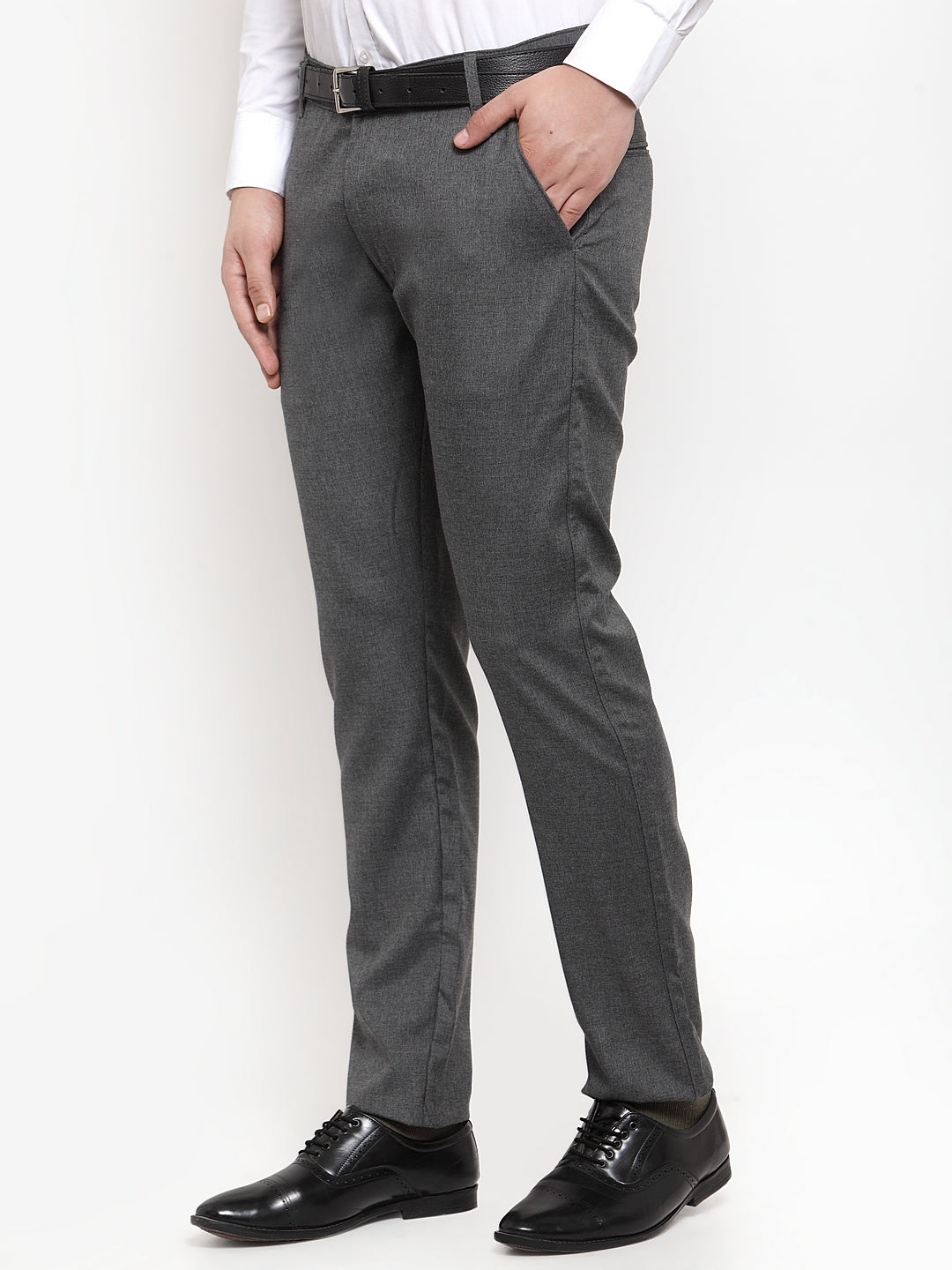 Jainish Men's Black Cotton Solid Formal Trousers ( FGP 256Charcoal ) - Distacart