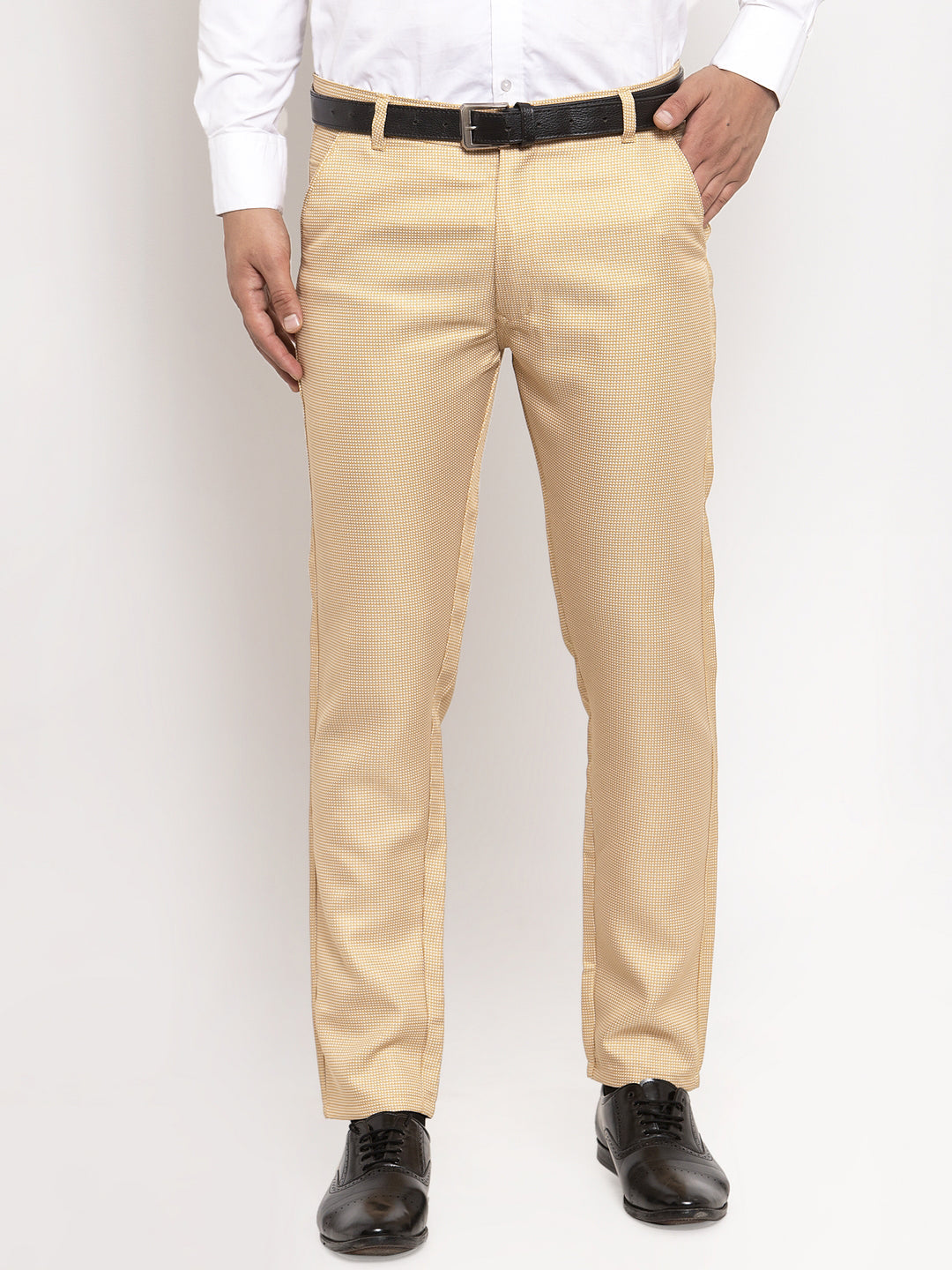 Jainish Men's Gold Cotton Polka Dots Formal Trousers ( GP 257Golden ) - Distacart