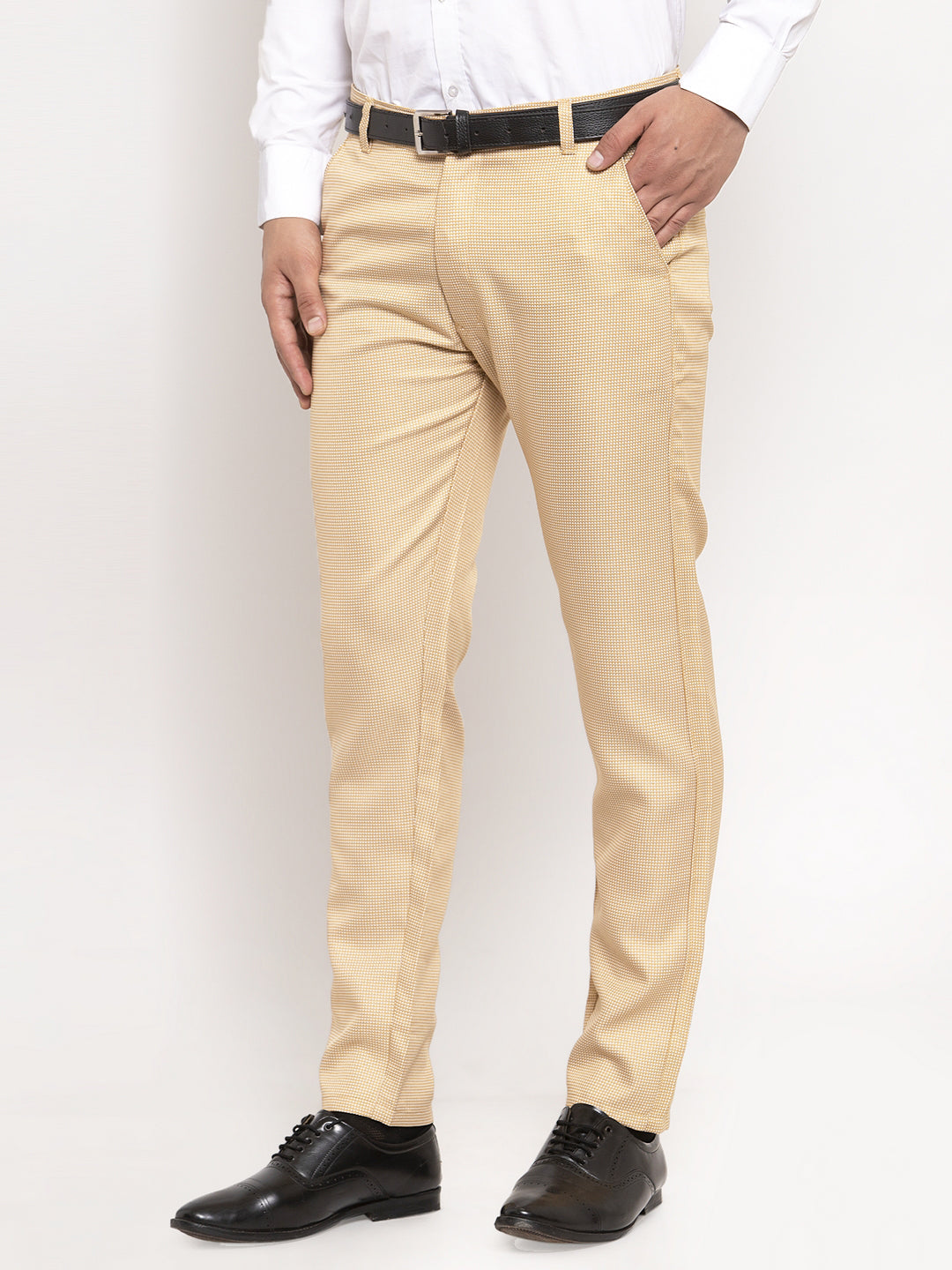 Jainish Men's Gold Cotton Polka Dots Formal Trousers ( GP 257Golden ) - Distacart
