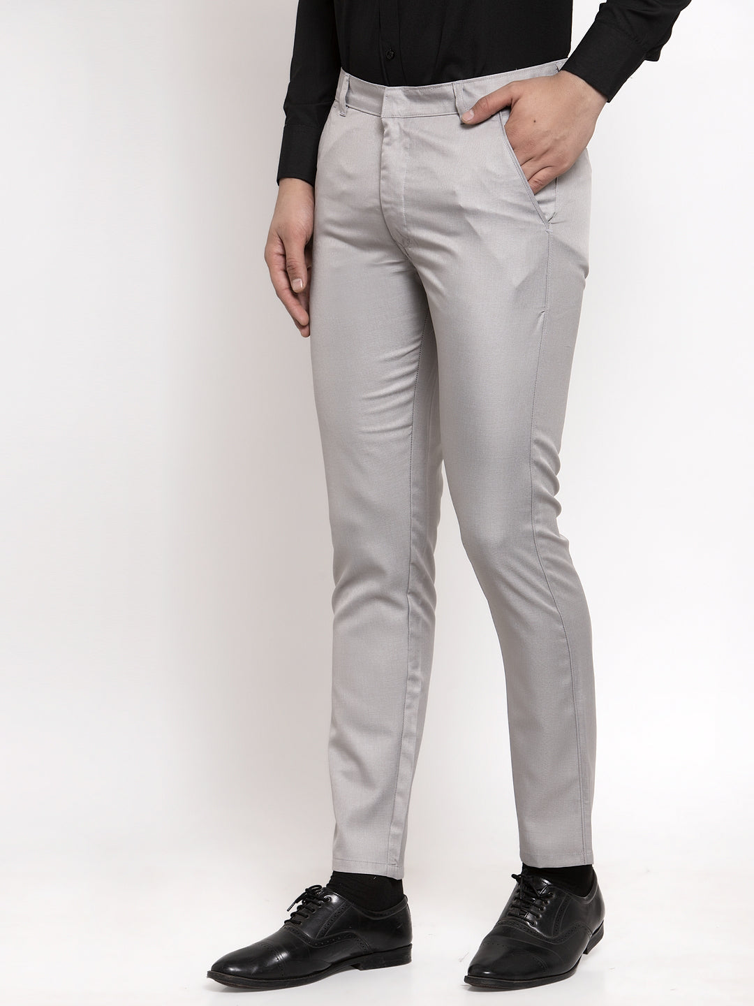 Jainish Men's Grey Cotton Solid Formal Trousers ( FGP 258Light-Grey ) - Distacart