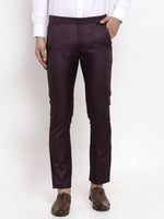 Thumbnail for Jainish Men's Purple Cotton Solid Formal Trousers ( FGP 258Purple ) - Distacart