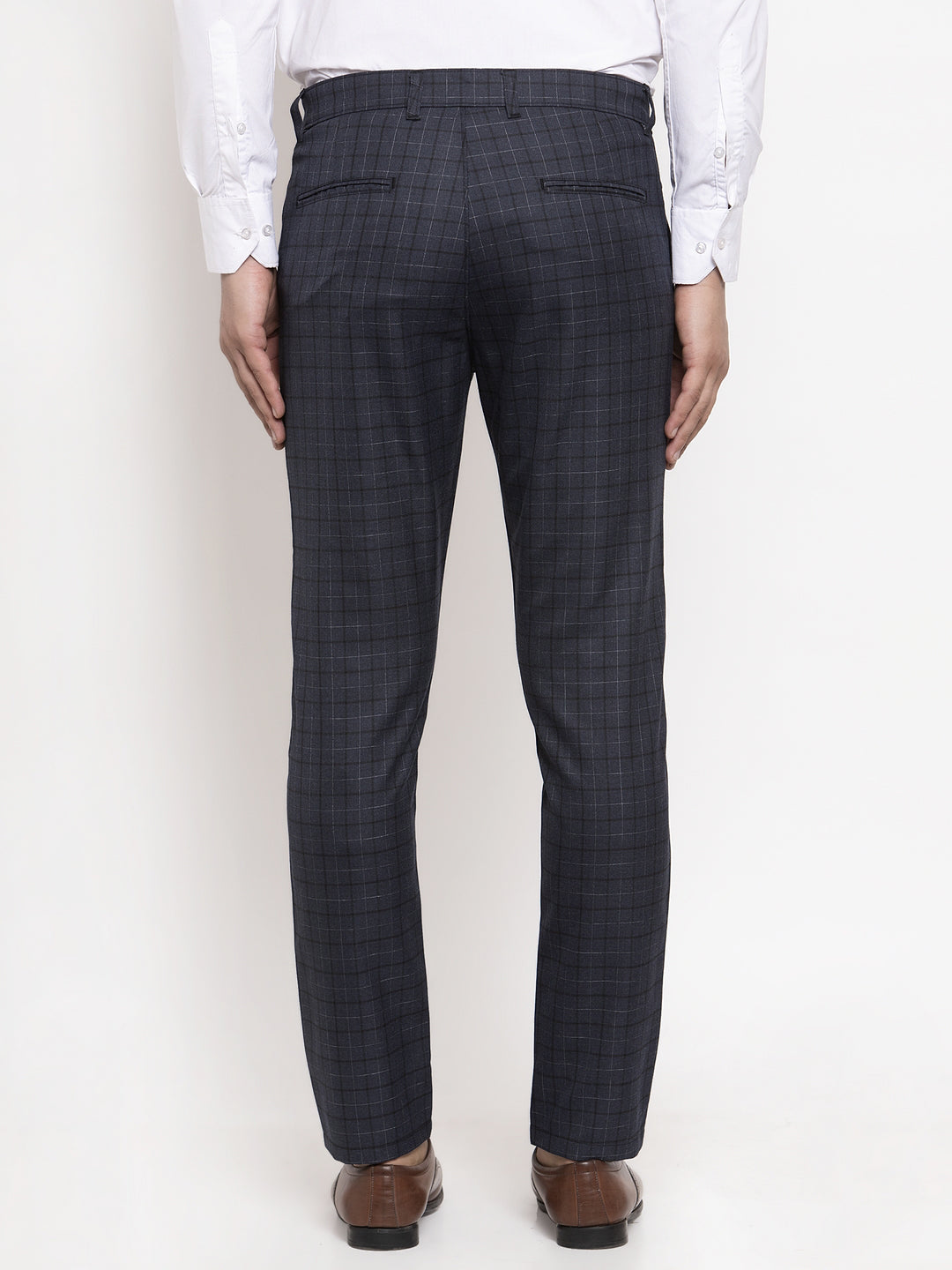 Jainish Men's Black Cotton Checked Formal Trousers ( GP 259Black ) - Distacart