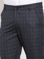Thumbnail for Jainish Men's Black Cotton Checked Formal Trousers ( GP 259Black ) - Distacart