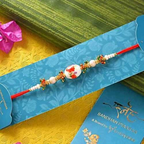 White Pearl Beads Rakhi